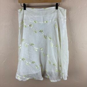 NWT Y2K Young Essence Cream Skirt with Embroidered Leaf Detail Fairycore Large
